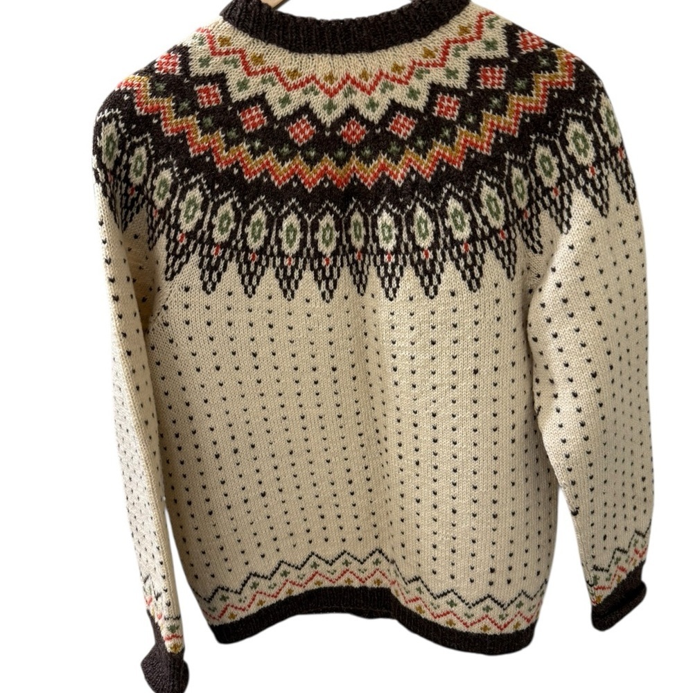 Norsk Husfllid Hand Knitted Norway Fair Isle Size M 100% Pure VirginWool Sweater - Picture 2 of 6